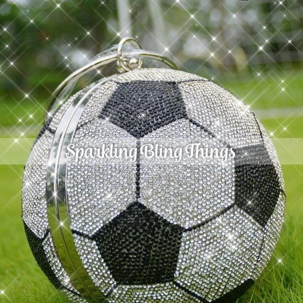 NEW BLING SWAROVSKI CRYSTAL RHINESTONE SOCCER CLUTCH HANDBAG PURSE + Gift - Picture 8 of 11